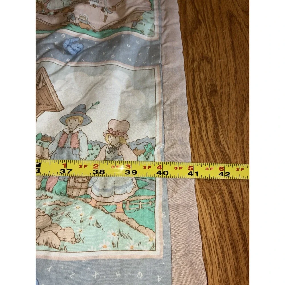 Vintage Handmade Baby Quilt Nursery Rhyme Crib Blanket Cotton Patchwork 71x43